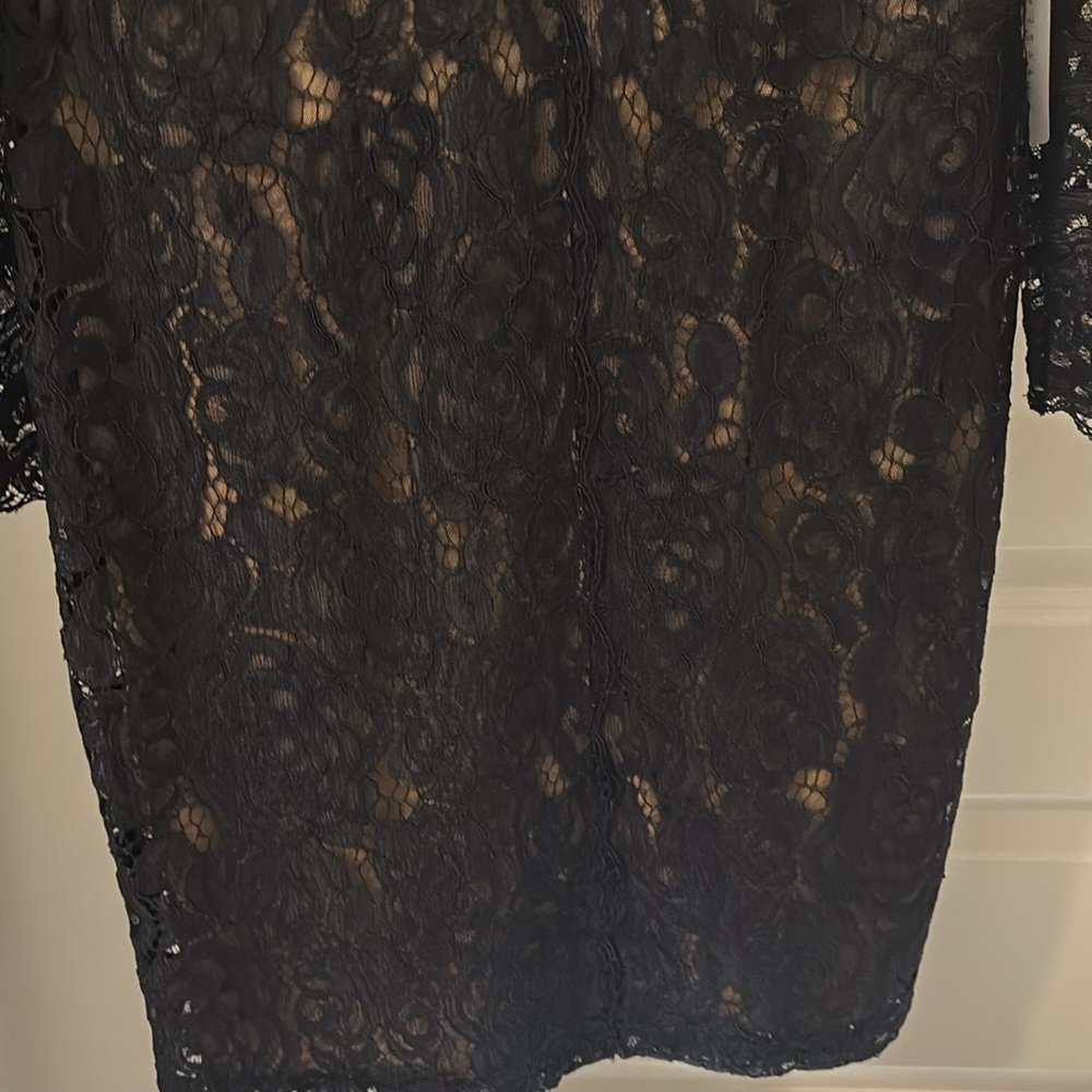 Vera Wang Nordstrom Dress navy nude v neck lace cocktail SZ 10 formal dressy NWT - Picture 3 of 16